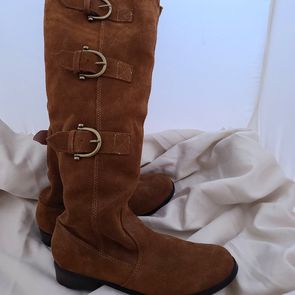 Restricted Tall Saddle Brown Suede Leather Boots